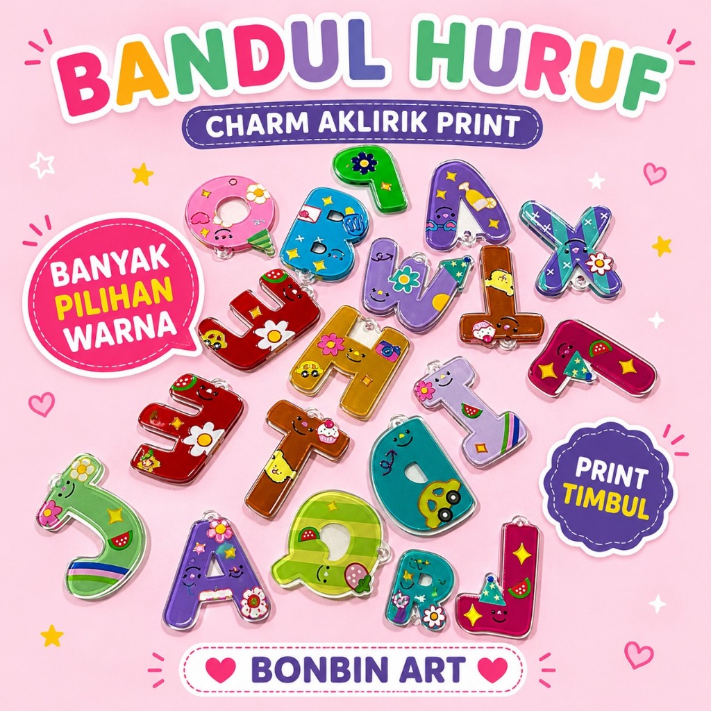1pcs Bandul huruf / Charm akrilik alphabet / akrilik huruf / Gantungan inisial nama / manik huruf