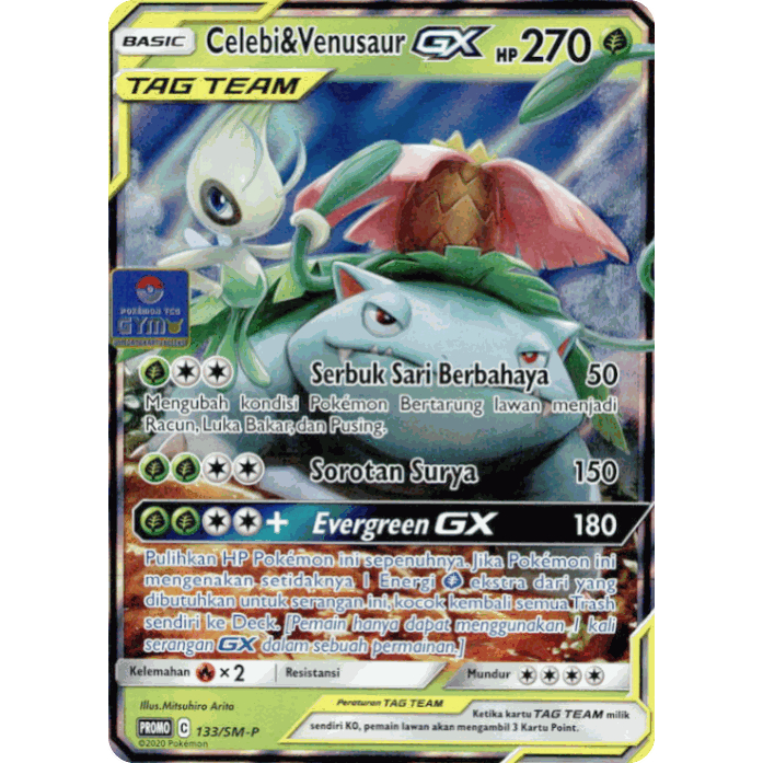 Pokemon Indo Celebi & Venusaur GX Promo C 133/SM-P GYM FOIL