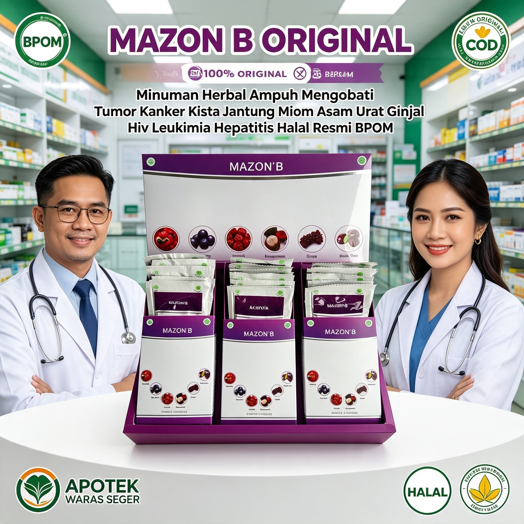 Mazon B Original 1 Box Isi 30 Sachet Minuman Herbal Ampuh Obat Tumor Kanker Kista Jantung Miom Asam 
