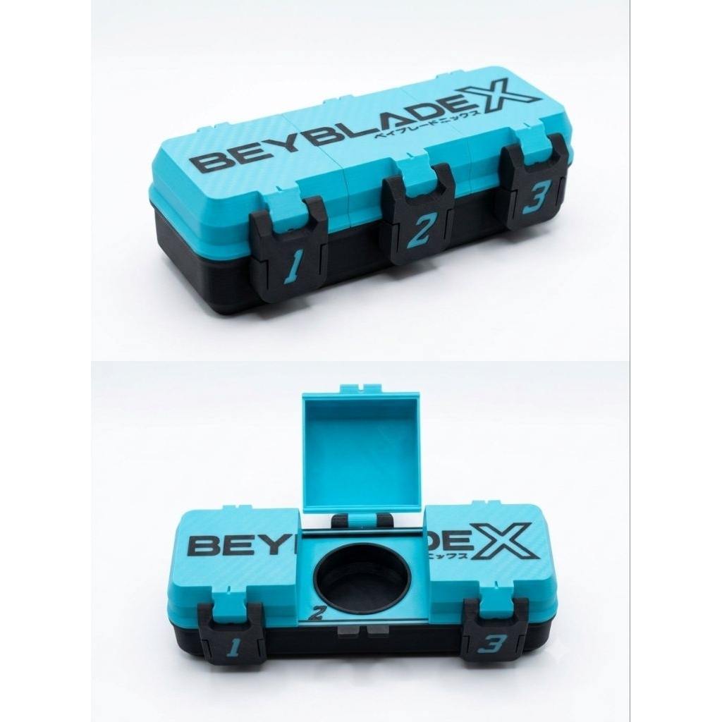 Box Beyblade X Starter Set Biru Hitam Dengan 3 Slot Penyimpanan
