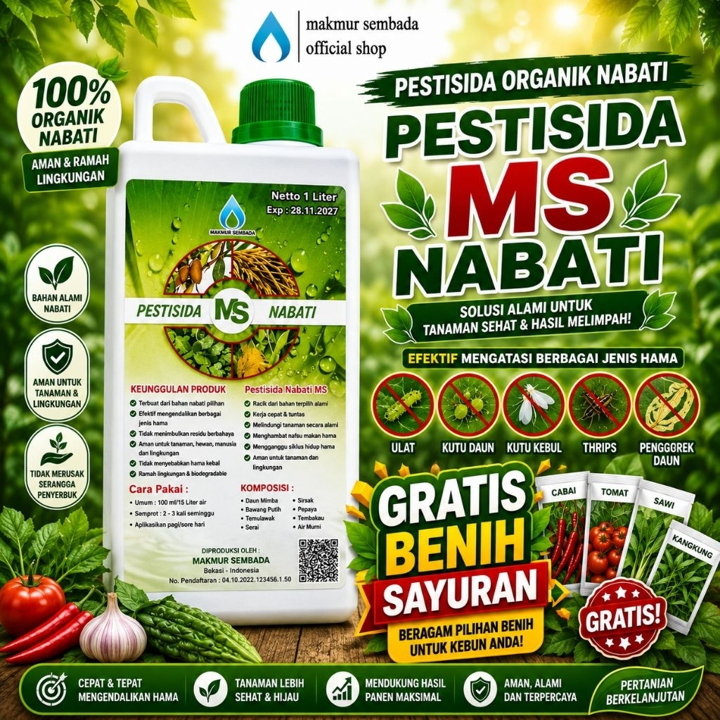 Pestisida Organik Nabati MS Obat Hama Untuk Tanaman Hias Padi Cabe Ulat Kutu Putih  Insektisida Herb