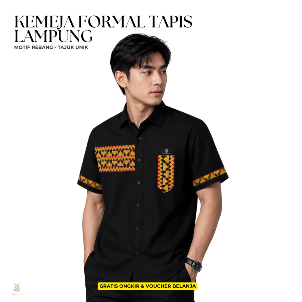 LAMPUNG ETHNICA OFFICIAL - KEMEJA TAPIS LAMPUNG - REBANG MOTIF TAJUK UNIK - KEMEJA TAPIS LAMPUNG - K