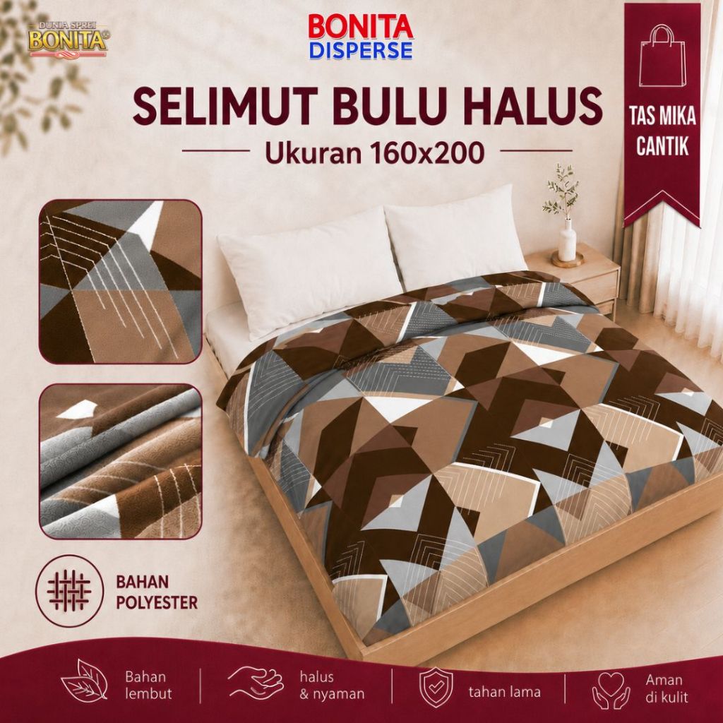 BONITA - Selimut Bulu (160 x 200) PREMIER ORIGINAL [TERMURAH TERLARIS]