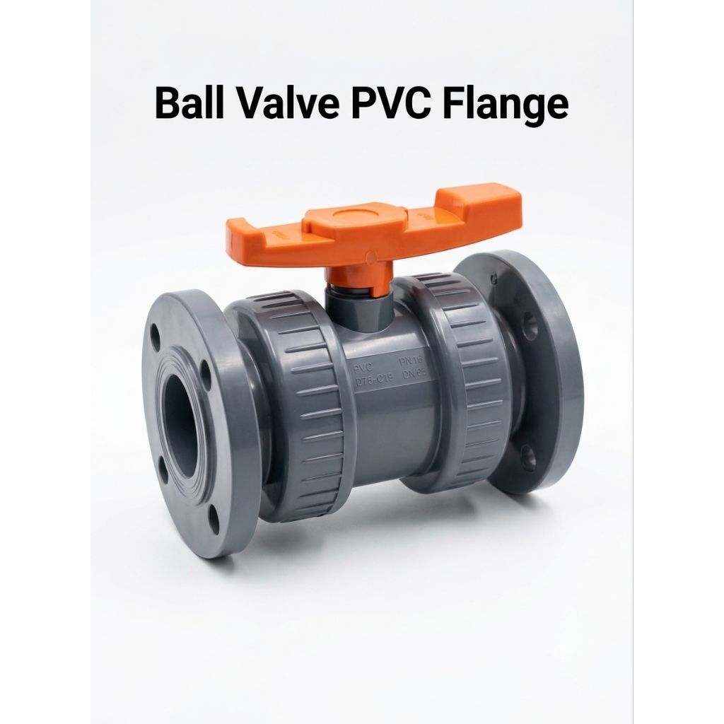 Ball Valve PVC 1.1/2" inchi Flange Stop Kran PVC 1,5" Model Flange