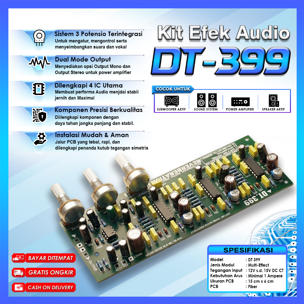 Kit effect effek reverb kit echo reverb DT399