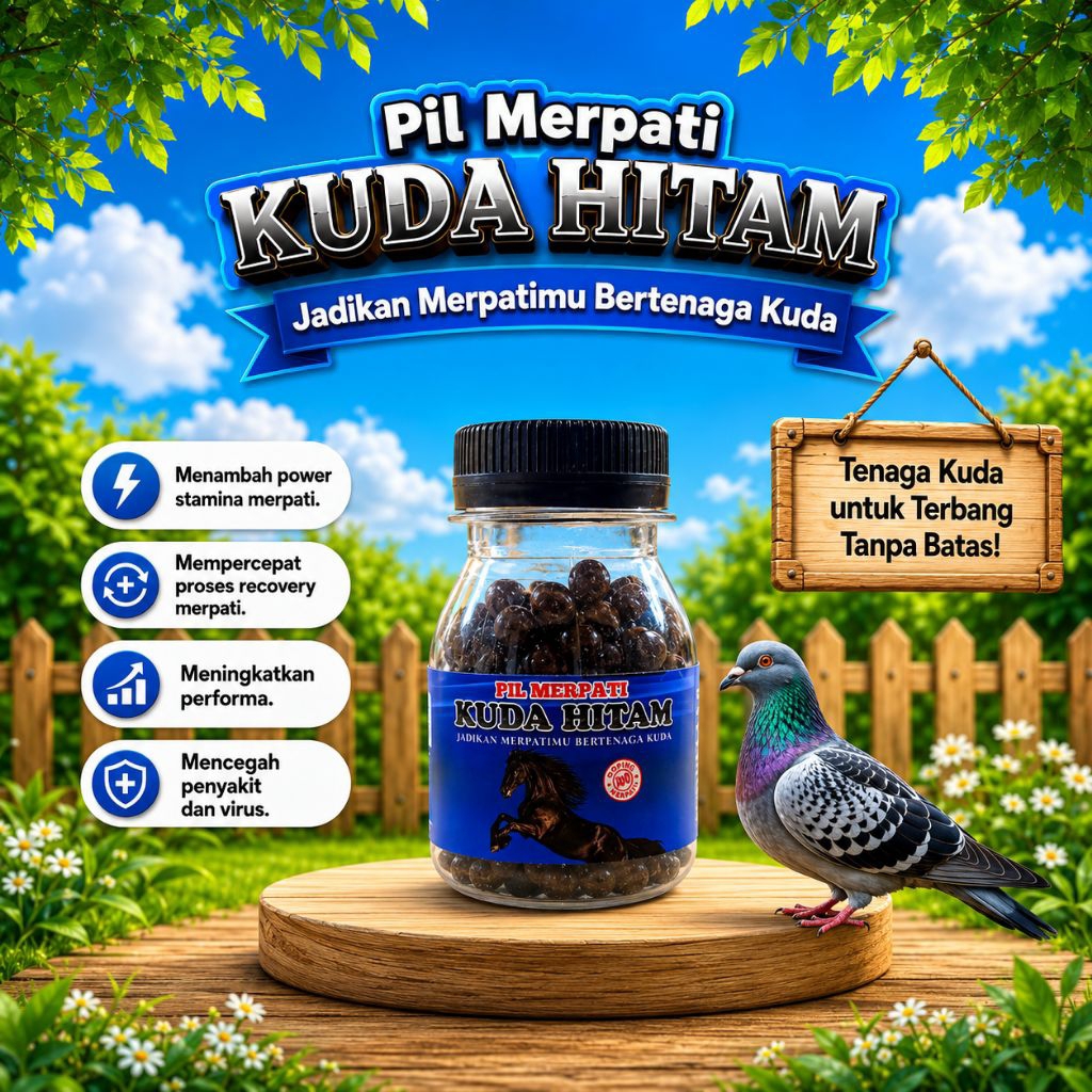 Pil Merpati KUDA HITAM 150 butir vitamin doping merpati juara plus tenaga merpati kolong, merpati ba