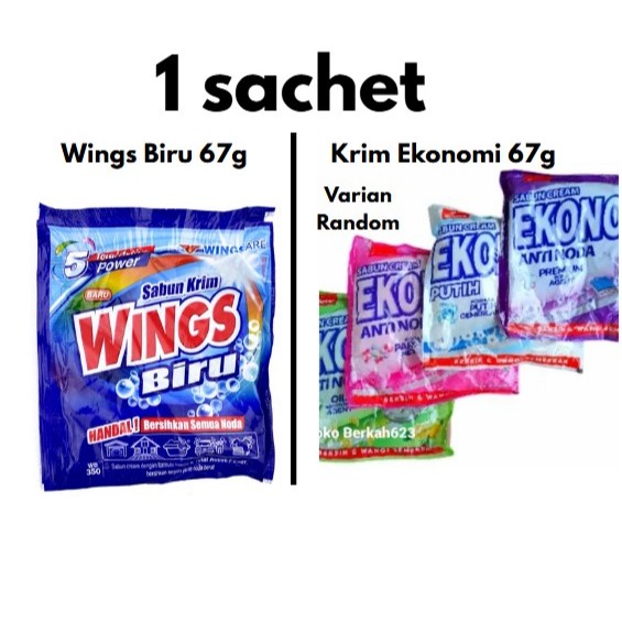 (1 Pcs) Sabun Colek Sachet Wings Biru 60gr - (Sribuan)