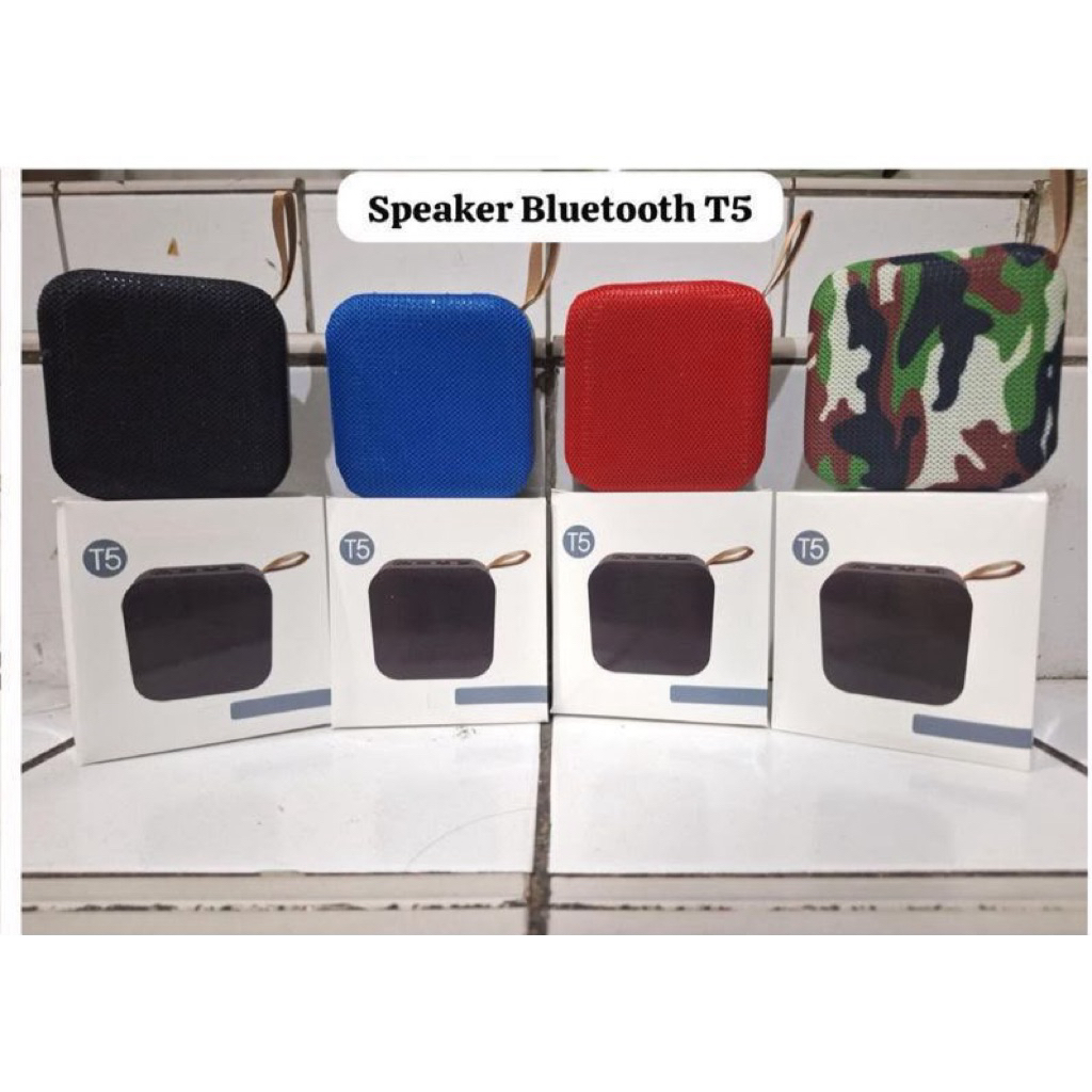 (GROSIRAN) Speaker Bluetooth T5 Biasa Portable Music Box Wireless Support Memory Aux FM Radio