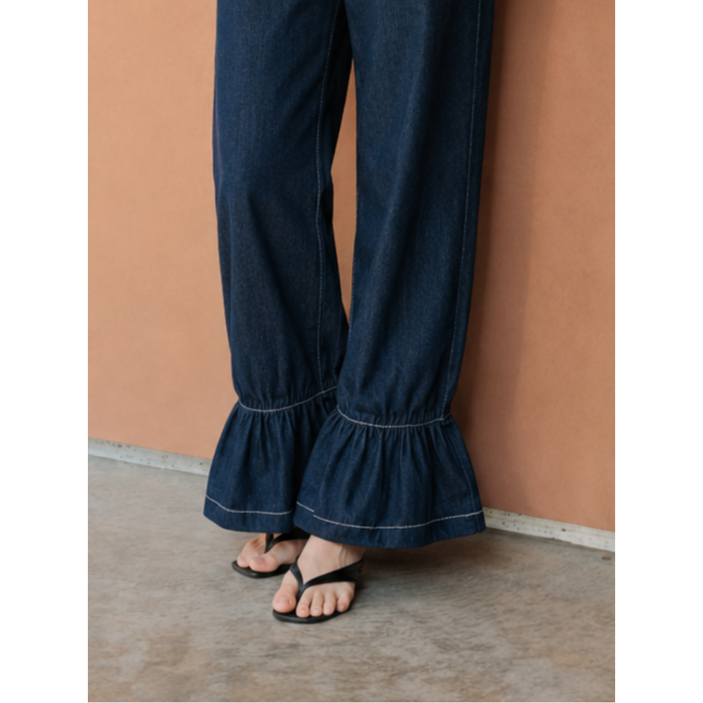 AUCTUS - Vera Ruffle Denim Pants
