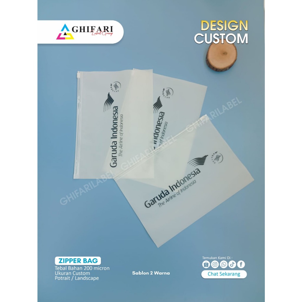 zipperbag custom desain , packing hijab , packing baju , packing baju anak