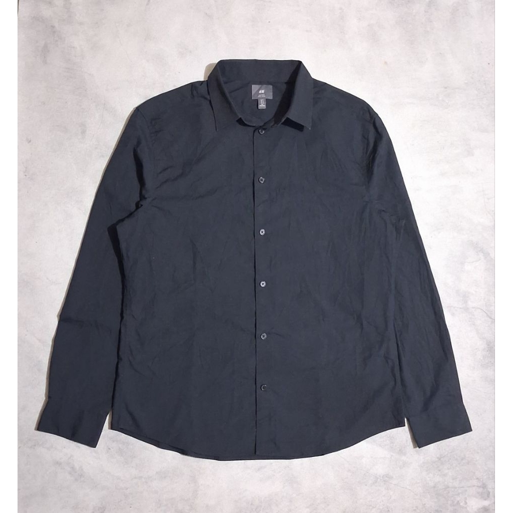Kemeja Panjang Basic  Hnm Hitam Doff