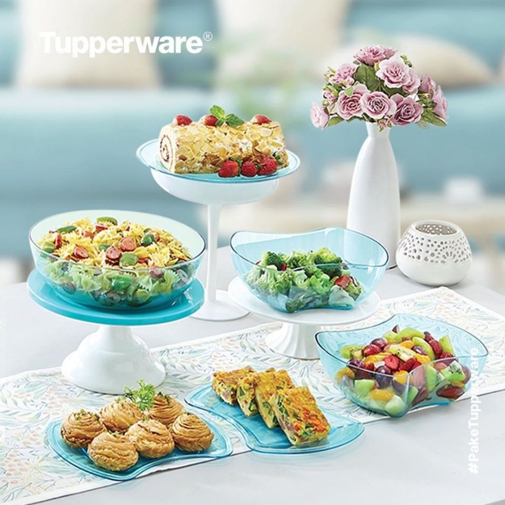 Tupperware domino set wadah saji crystal