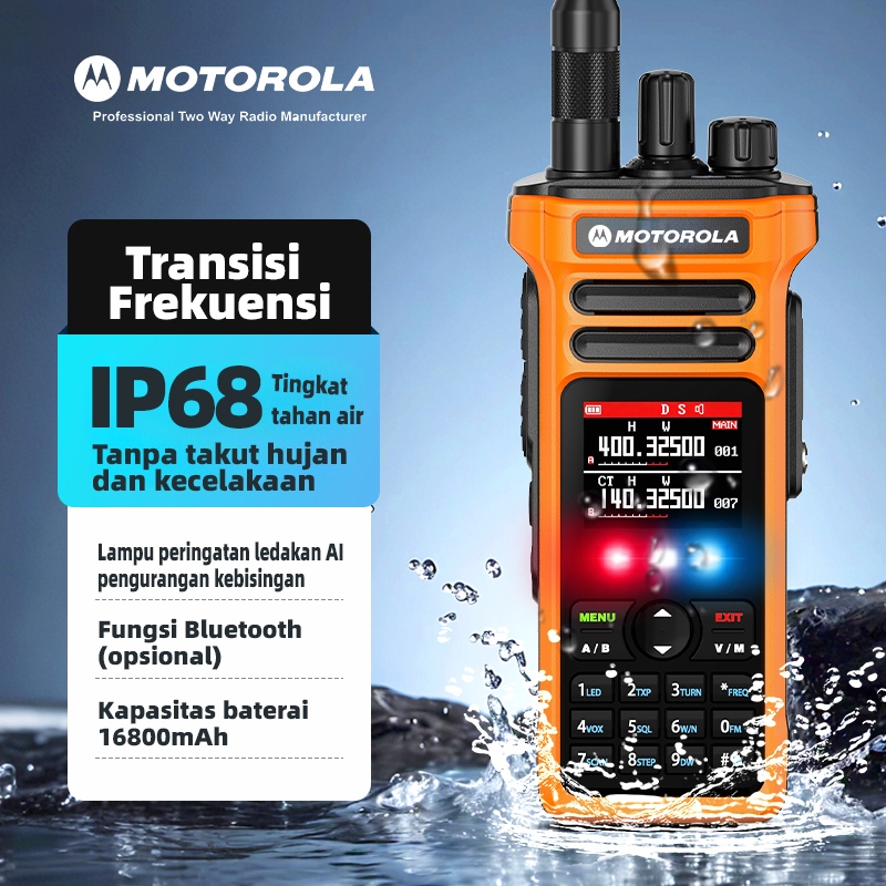 [Radio tahan air profesional]HT Motorola GT-28 IP68 Waterproof Walkie Talkie Jarak Jauh 50KM Lampu