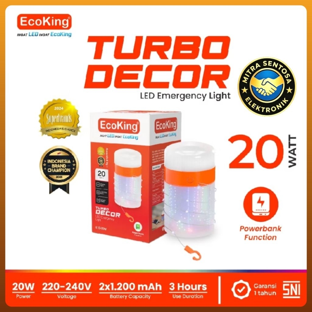 Lampu Led Emergency Ecoking Turbo Decor Led Emergency Light 3 Mode Cahaya