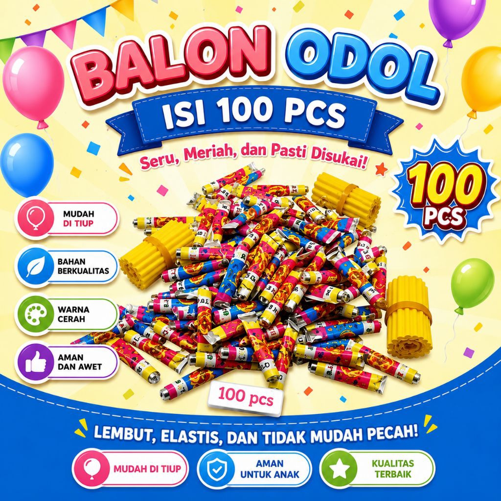 100 PCS BALON ODOL / BALON TIUP / BALON PASTA / BALON JADUL GROSIR MAINAN MURAH