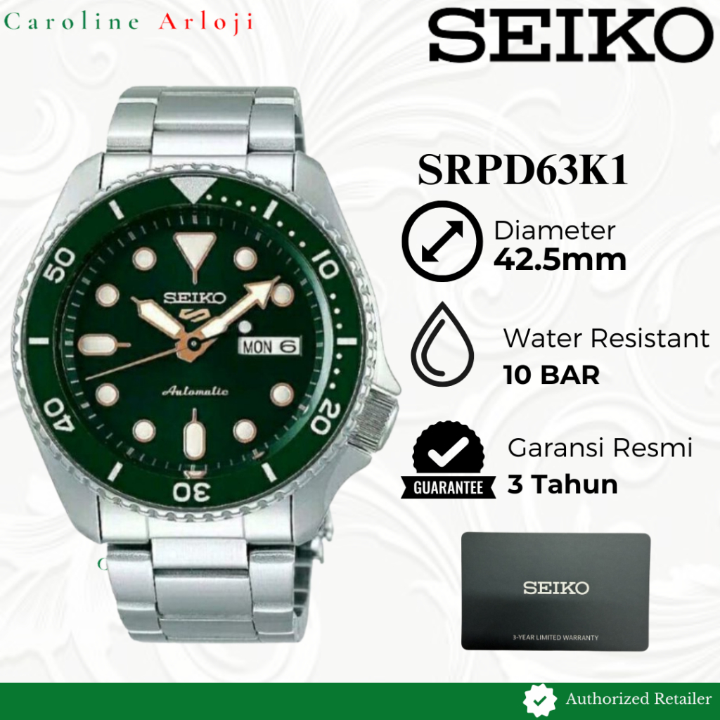 Jam Tangan Pria SEIKO 5 SRPD / SRPD63K1 Original Garansi Resmi