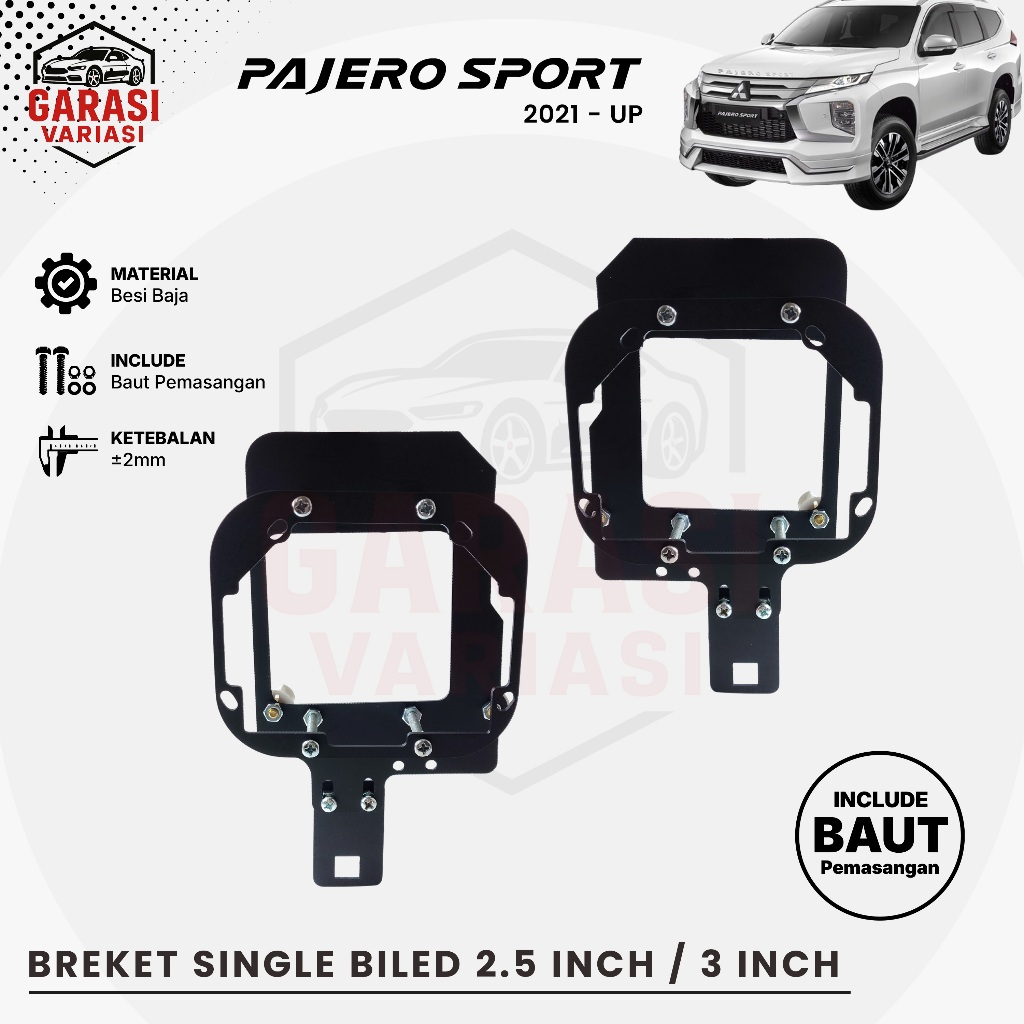Bracket Retrofit Single BILED Projector 2.5inch / 3inch untuk An Pajero 2021 Up Tebal 2mm