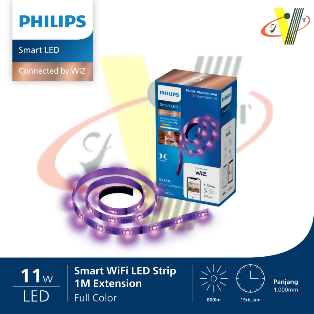 Lampu Philips Smart WiFi LED Strip RGB Extension Kit 1M 11W Watt - Lampu Strip Full Color 1 Meter - 