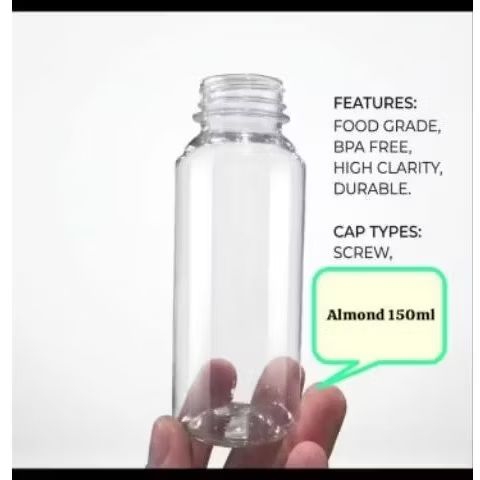 Botol Almond 150ml Sn /Botol Plastik 150ml/Botol Plastik Mini PET