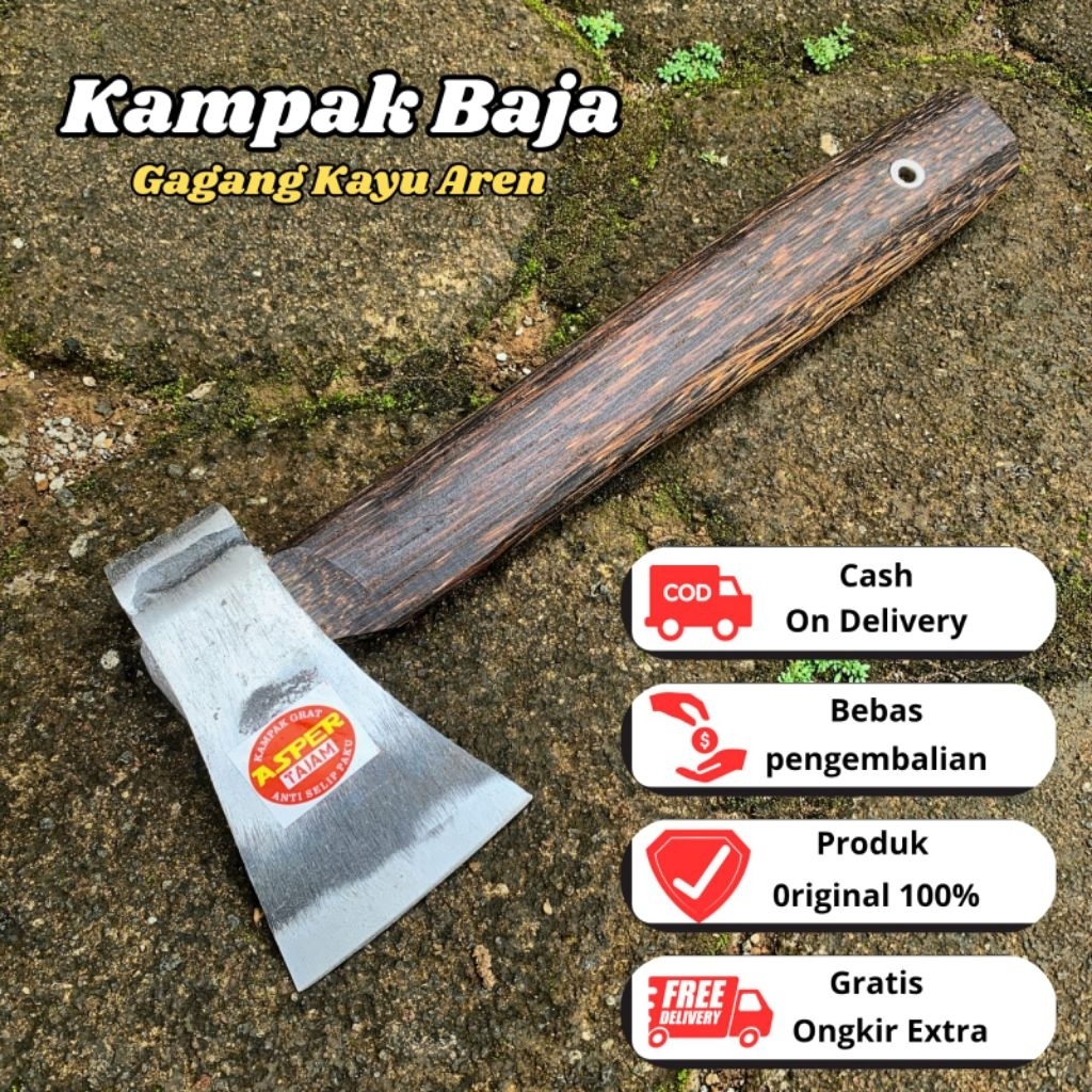 Kampak Full Baja PER FUSO Anti Selip Gagang Ruyung Multifungsi Cap ASPER - Kapak Tukang Cacah Tulang