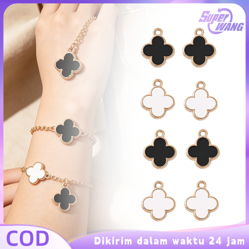 Isi 20pcs Clover Liontin Liontin Charm Elegan Liontin Emas Clover DIY Pendant Charm