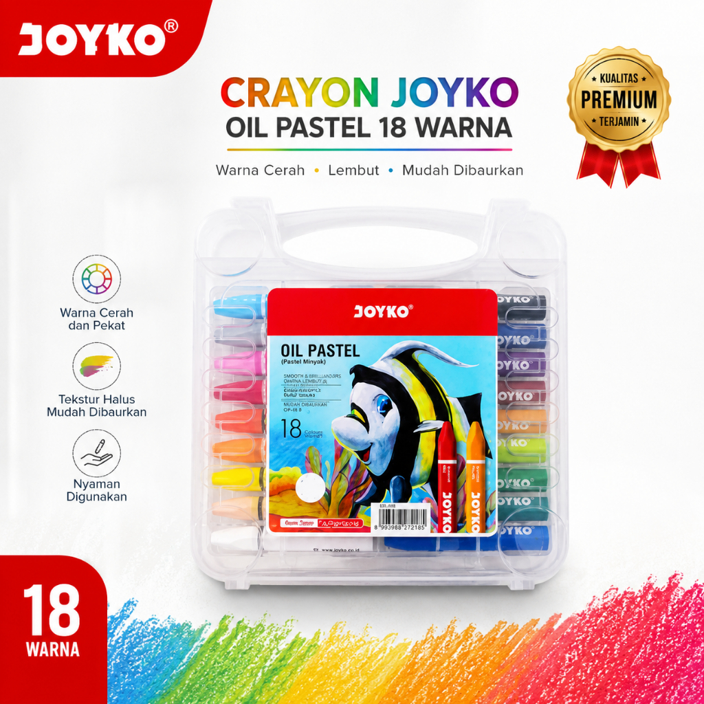 Crayon Joyko 18 W / Krayon Joyko 18 Warna / Oil Pastel Joyko 18W