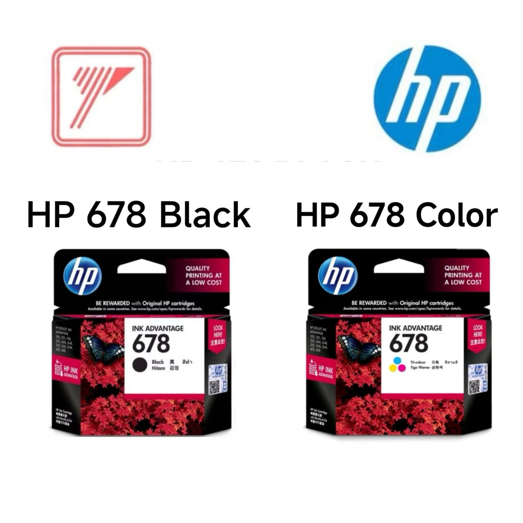 HP Ink Tinta 678 Black, 678 Color 678 HP678 HP678B 678C Original Ink Advantage Cartridge