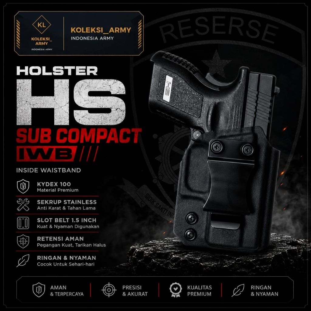 Holster HS9 Baby Compact Kydex HS 9 Mini IWB Inside Waistbag
