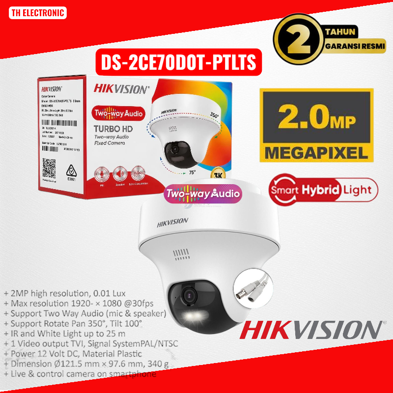 Hikvision 2MP Two Way Audio ColorVU Pan Tilt Camera Hybrid Light CCTV Kamera Analog Indoor PTZ