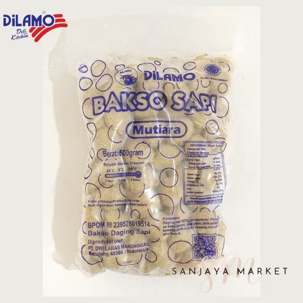 DILAMO BAKSO SAPI MUTIARA BAKSO DAGING SAPI 500GR