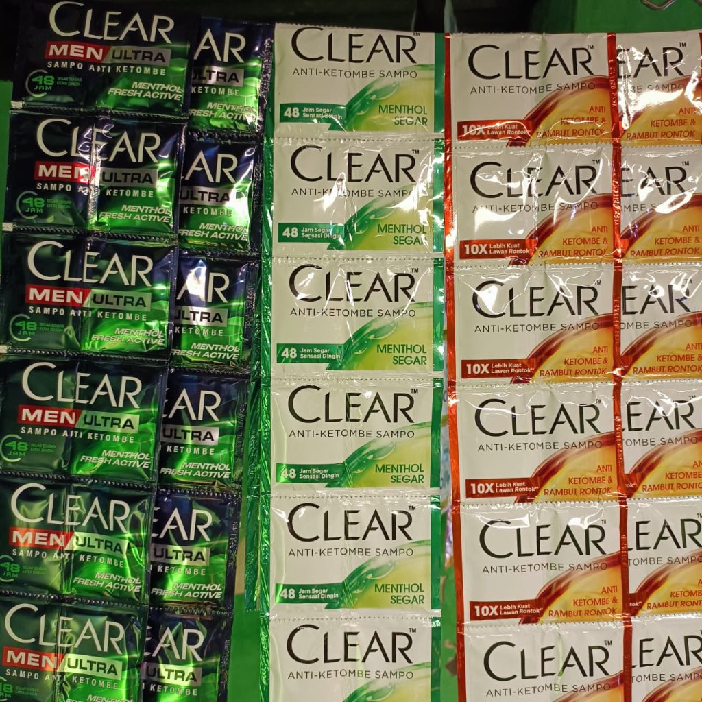 6 Renteng CLEAR Shampoo Sachet Anti Ketombe Original Menthol Segar Clear Men Ultra Isi 144 Sachet