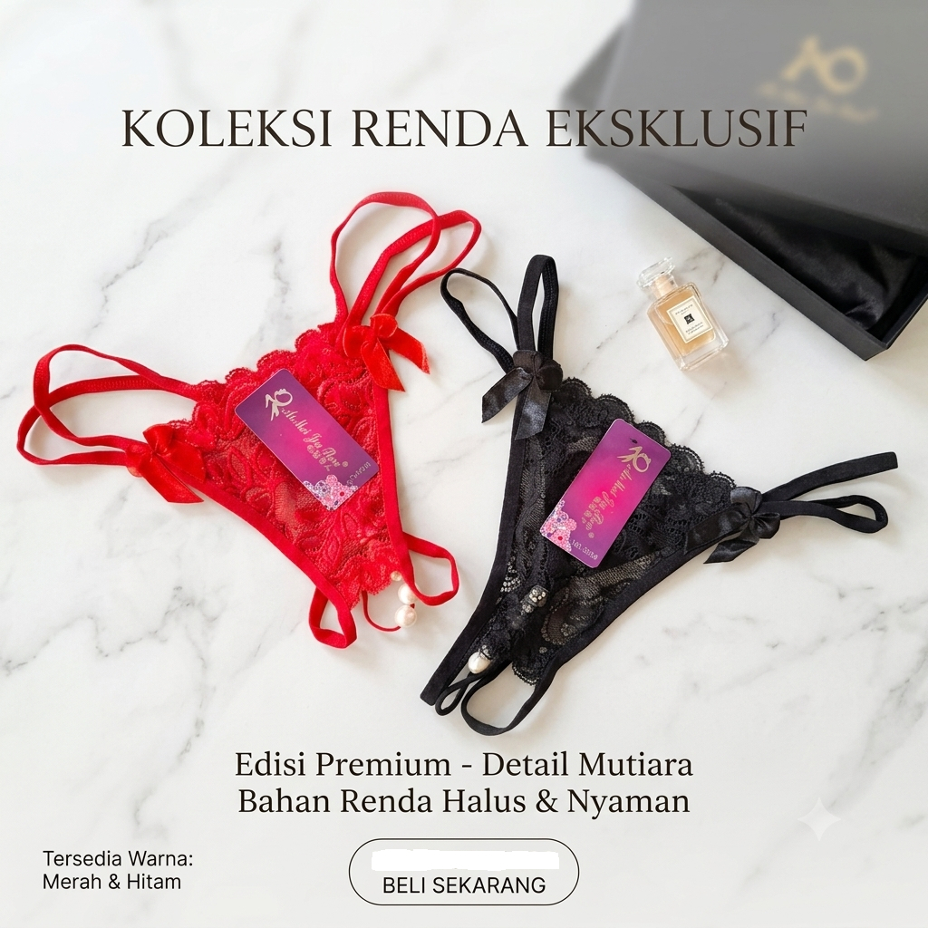 Celana Dalam Sexy Elegan G String Open Crotch  Mutiara Eksklusif
