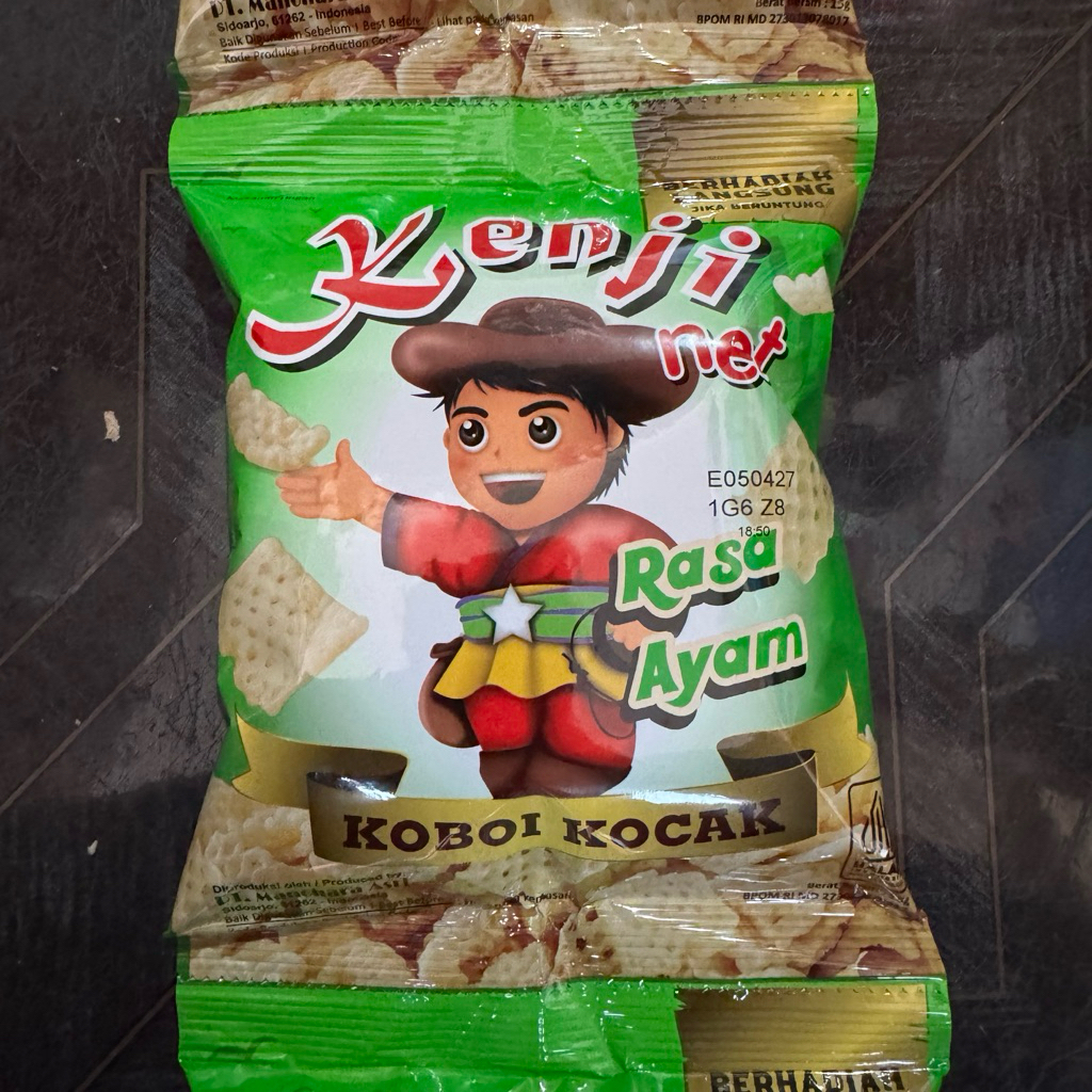 Snack Kenji Net AYAM 1 Renceng 10 Pcs Chiki Jadul Hijau Koboi Kocak