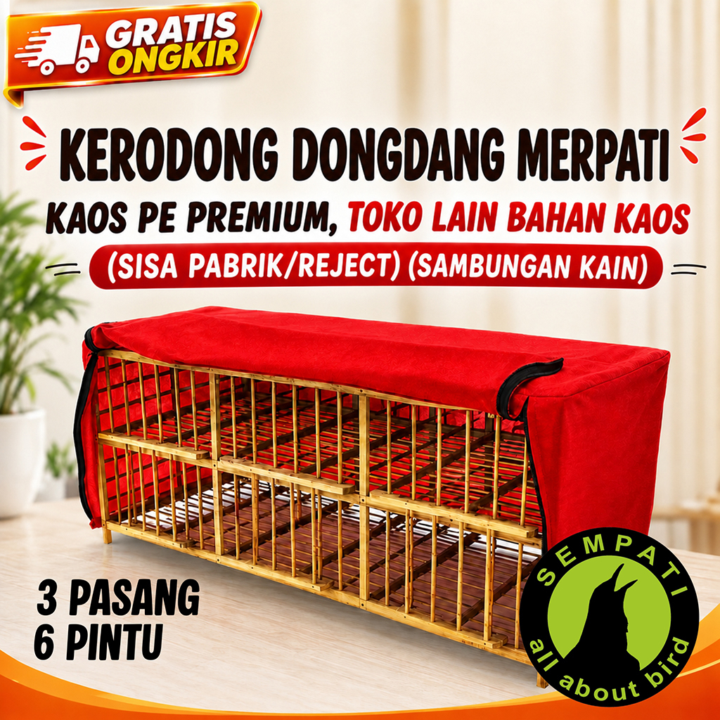 SEMPATI Krodong Merpati 3 Pasang 6 Pintu Premium Kaos PE Super Tebal Resleting Besar Sempati Kerodon