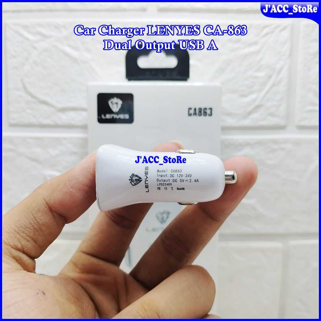 Charger Mobil Lenyes CA863 Car Charger Dual Port USB 2.4A LENYES CA 863