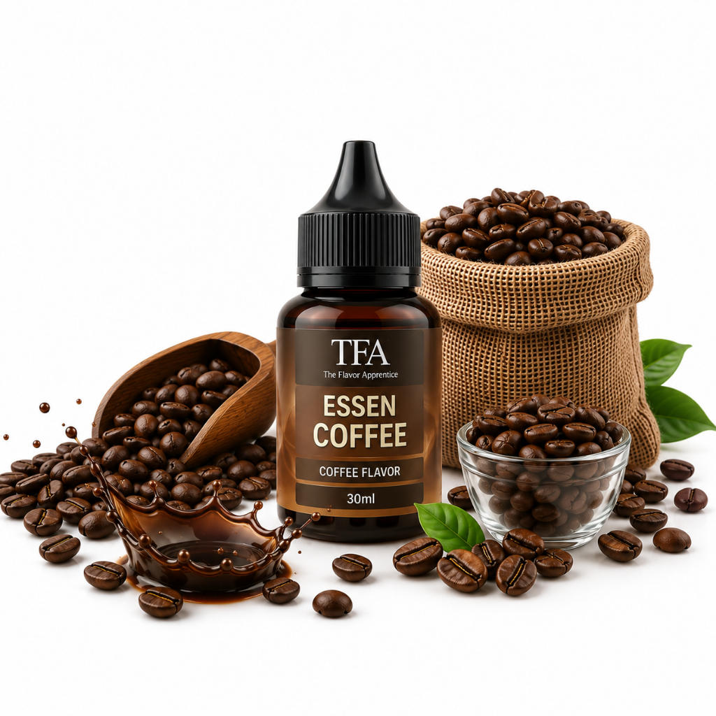 TFA Essen Coffee Flavor 30ml, Rasa Kopi, Botol Kaca Hitam, Aroma Kafein