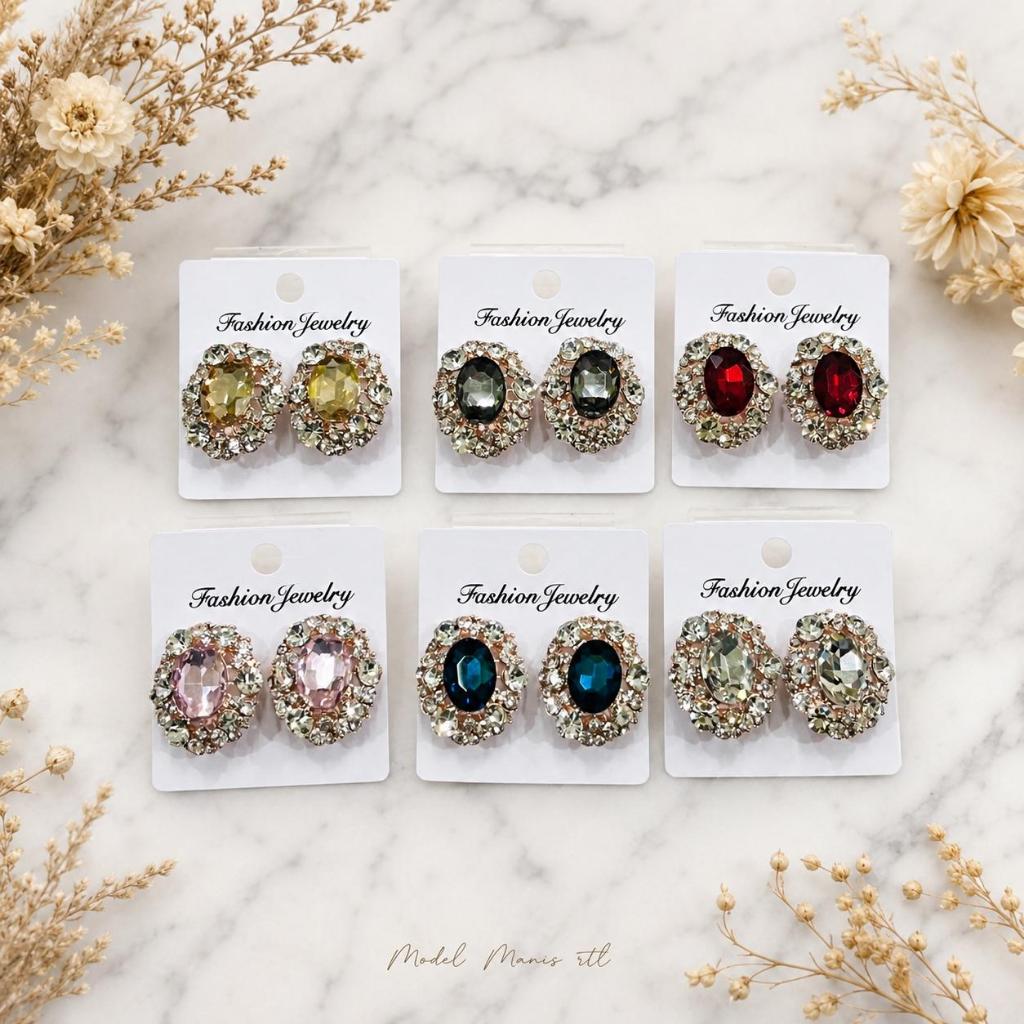 Anting Giwang Jepit Oval Premium GWK010 | Clip On Earrings Tanpa Tindik | Fashion Jewelry Elegan Wan
