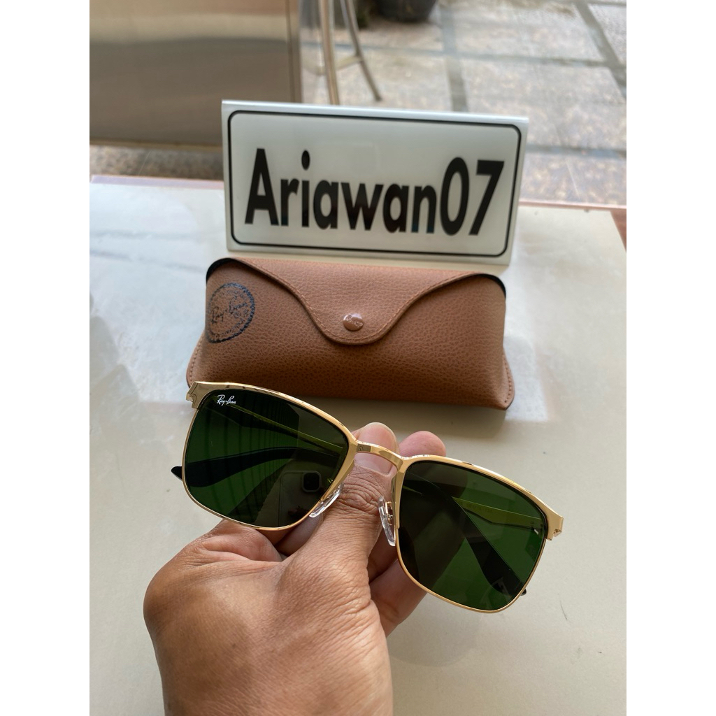 kacamata ray-ban rb 3508 frame rose gold kaca hijau sz 56