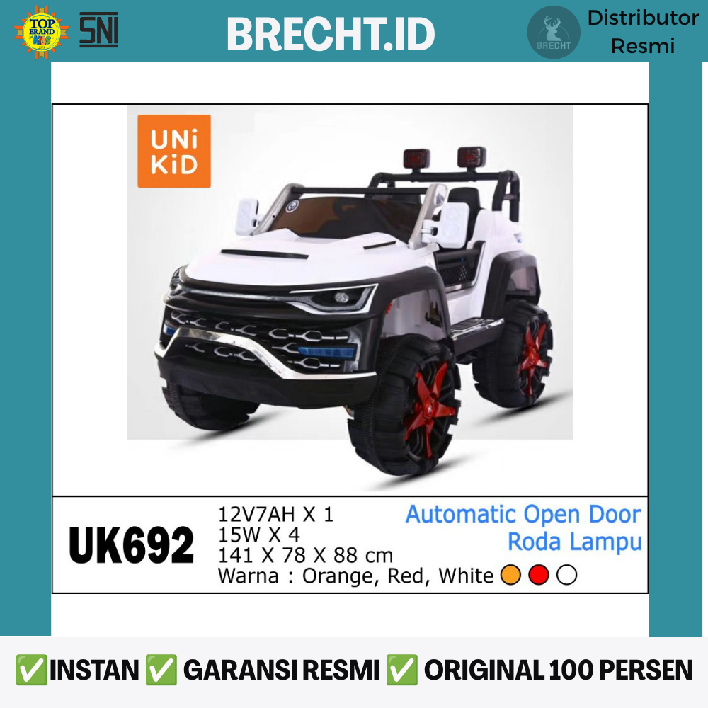 Mainan Anak Mobil Aki Remote Control UK 692 Mobilan Aki Unikid Warwolf UK-692 (Khusus Indah Cargo)