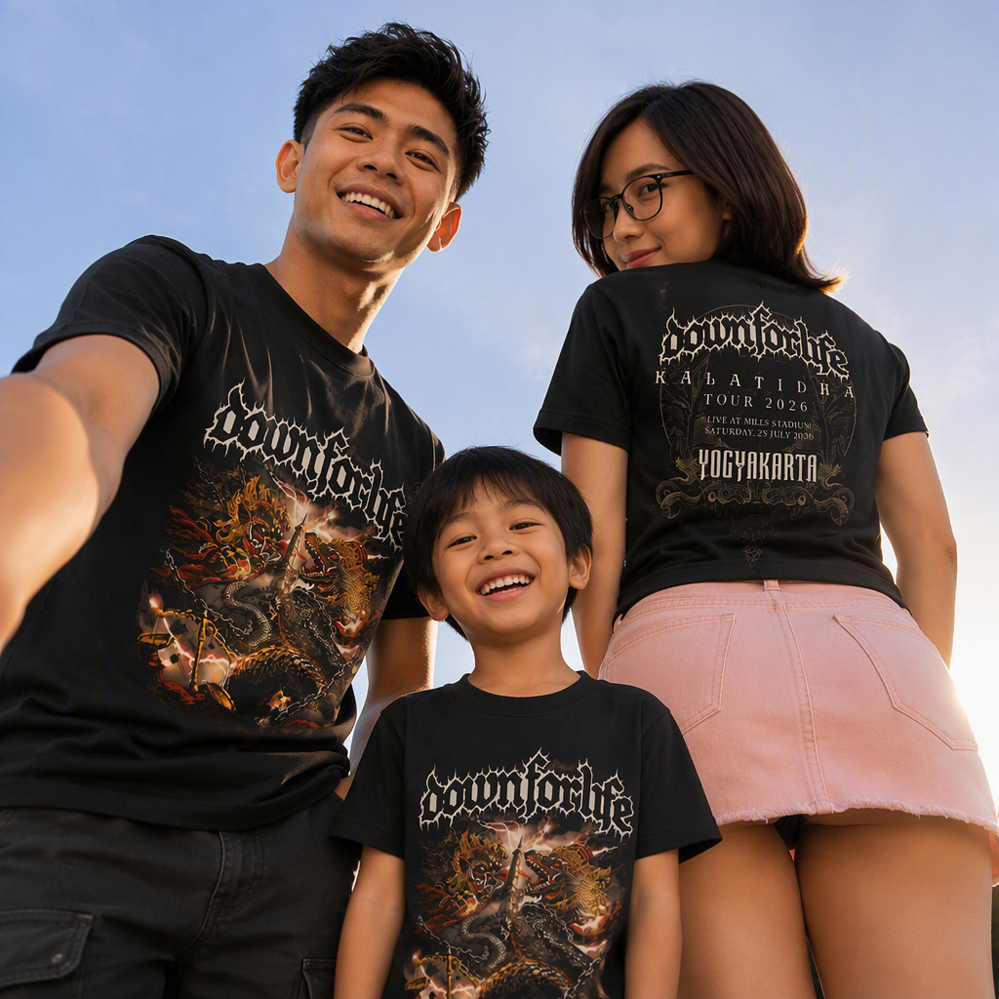 Kaos Down for Life Band Tour 2026 Kalatidha Tshirt 100% Cotton | Bisa untuk Kaos Ayah Anak | Bisa Un