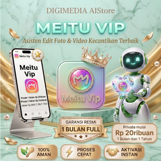 Langganan Premium Meitu VIP - All Device, Garansi Bulanan, Kompatibel iOS & Android