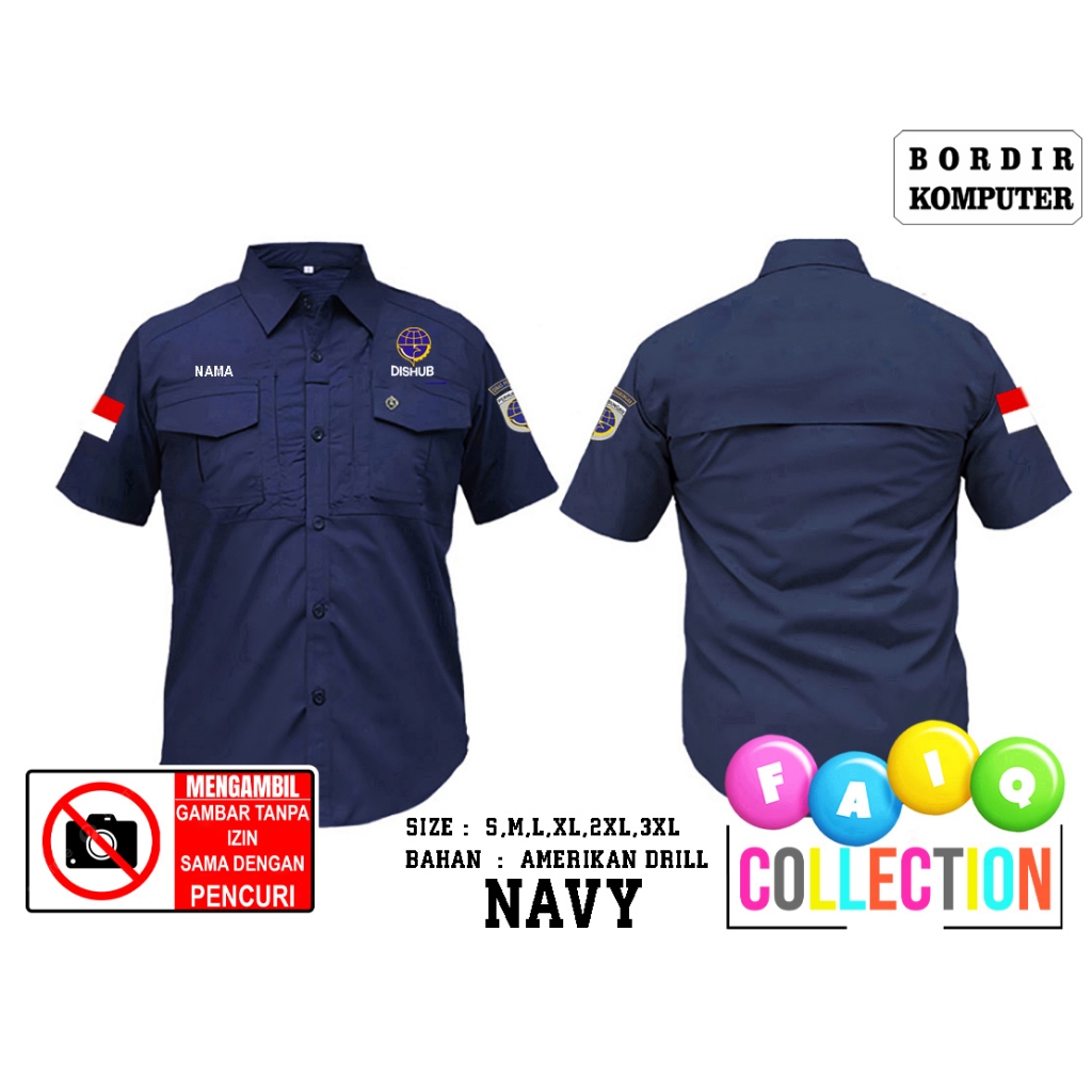 Kemeja Bordir Kemeja Tactical M - TAC DISHUB - DINAS PERHUBUNGAN Free Nama Dada - Kemeja Tactical Ou