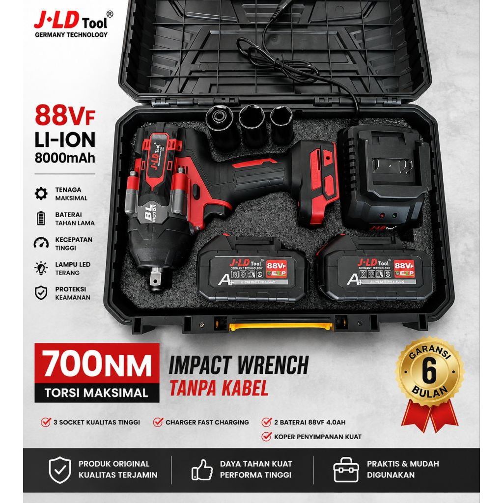 Bor impact/impek/buka baut JLD 700NM 2 BATERAI JUMBO