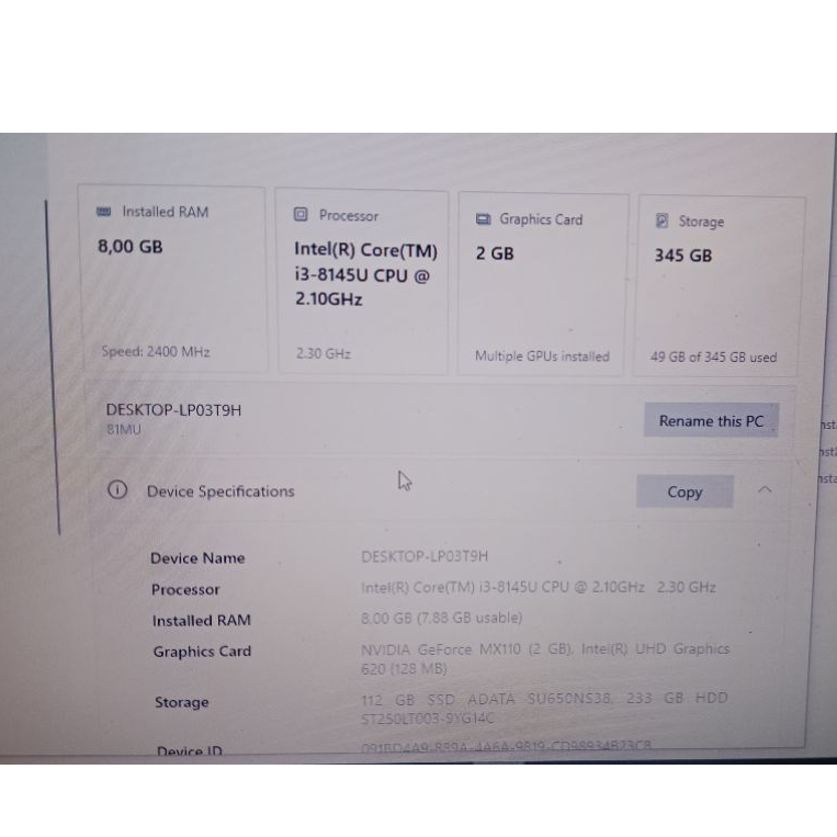 Laptop Bekas/Second Lenovo Ideapad S145-14IWL DUAL VGA [NEGO]
