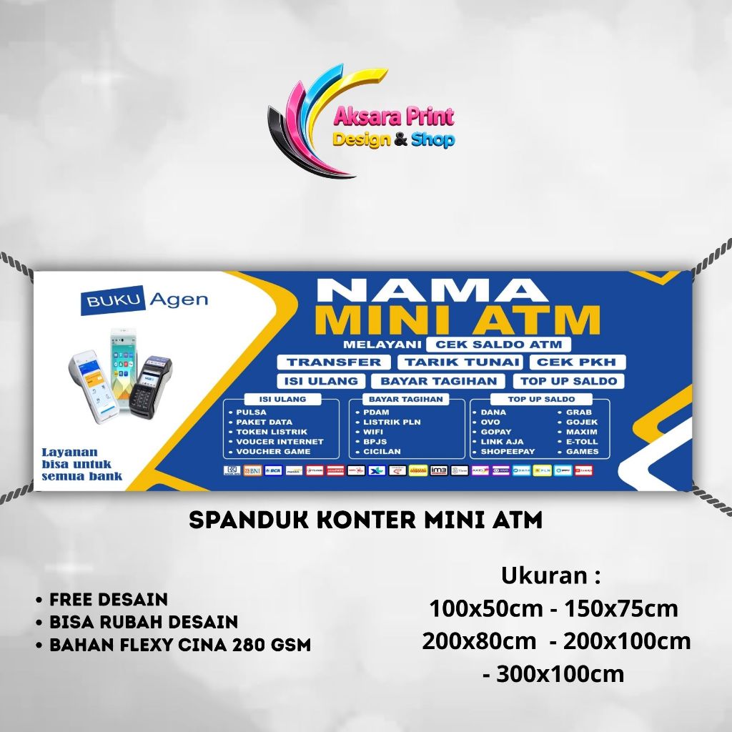 Spanduk Banner Mini Atm Buku Agen MMT Aksaraprint