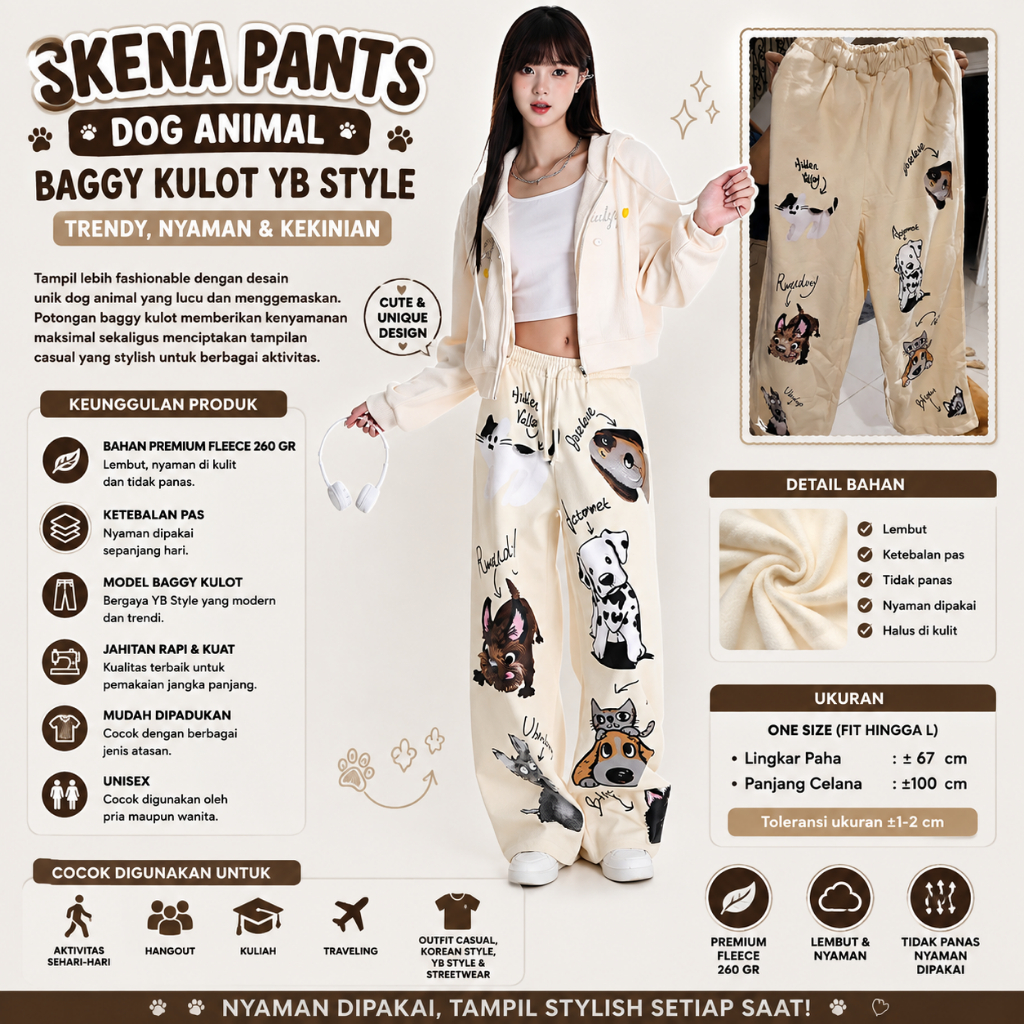 SKENA PANTS DOG ANIMAL CELANA BAGGY KULOT YB STYLE