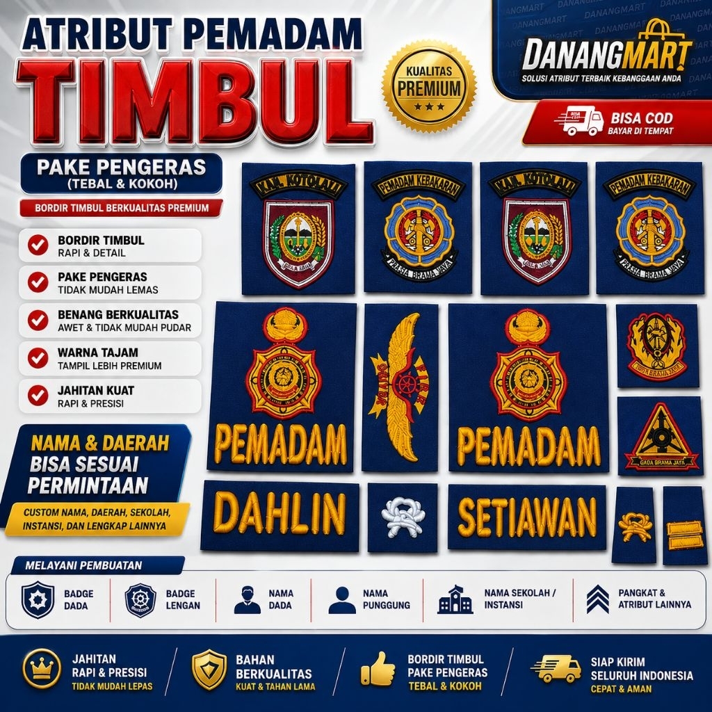 TERLARIS Atribut bordir timbul damkar pake pengeras