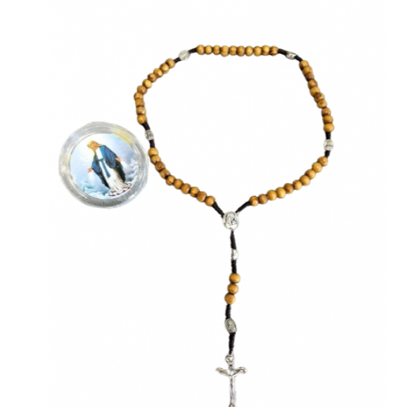Yeraya Rosario Kayu Tali Kotak Gambar Rohani 8mm kalung doa rosario rosario mote rosario katolik kal