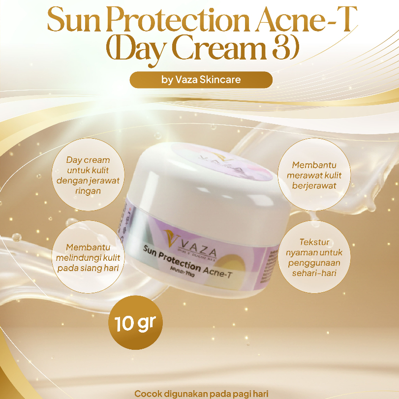 Sun Protetction Acne- T (Day Cream 3 ) Jerawat Ringan - Vaza Skincare