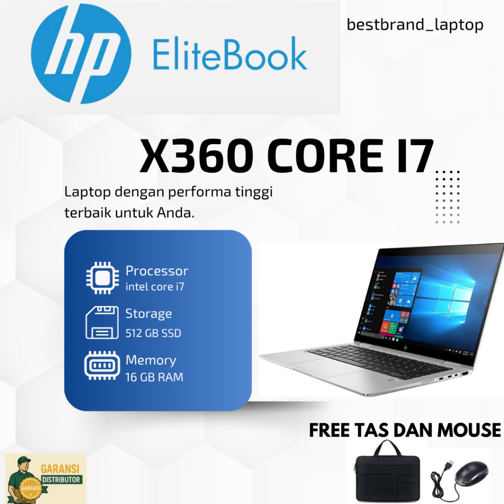 LAPTOP HP X360 G3 CORE I7 GEN 8 RAM 16GB/512 SSD BERGARANSI